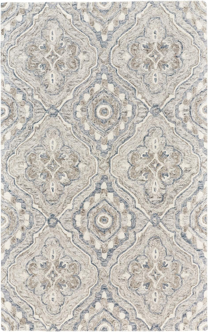 8 X 10 Taupe Blue And Gray Wool Floral Tufted Handmade Stain Resistant Area Rug Image 5