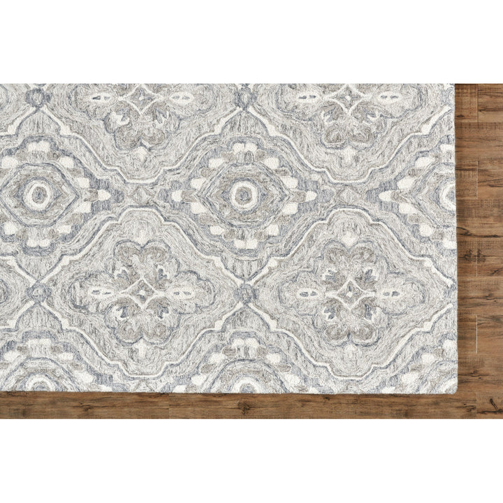 8 X 10 Taupe Blue And Gray Wool Floral Tufted Handmade Stain Resistant Area Rug Image 11