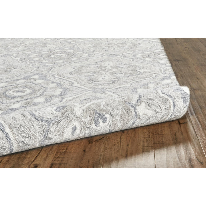 8 X 10 Taupe Blue And Gray Wool Floral Tufted Handmade Stain Resistant Area Rug Image 12