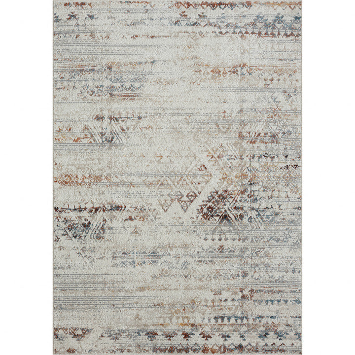 8 X 10 Ivory Tribal Distressed Washable Area Rug Image 12