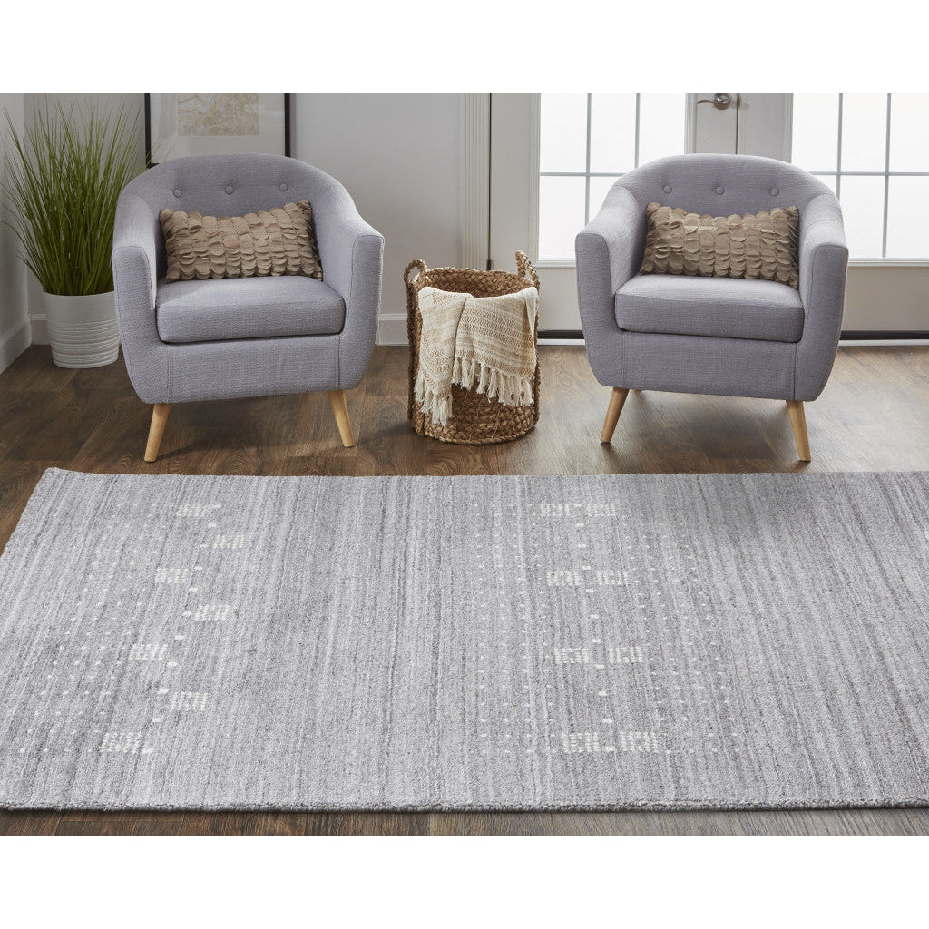 9 X 12 Gray And Ivory Wool Hand Knotted Stain Resistant Area Rug Image 4