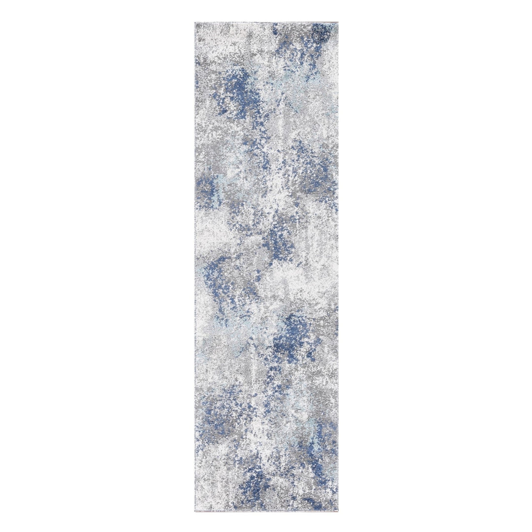 9 x 12 Gray and Blue Abstract Power Loom Area Rug Image 7