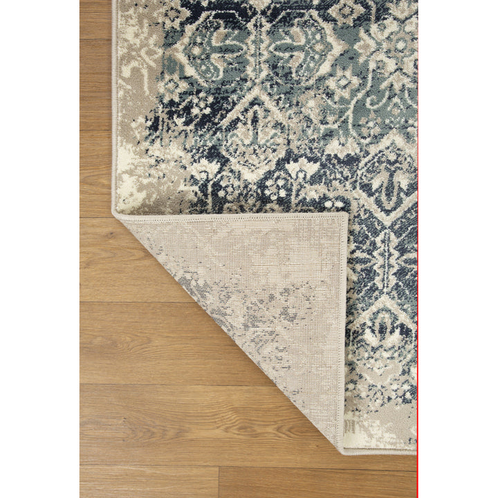 8 x 11 Ivory and Blue Oriental Area Rug Image 3