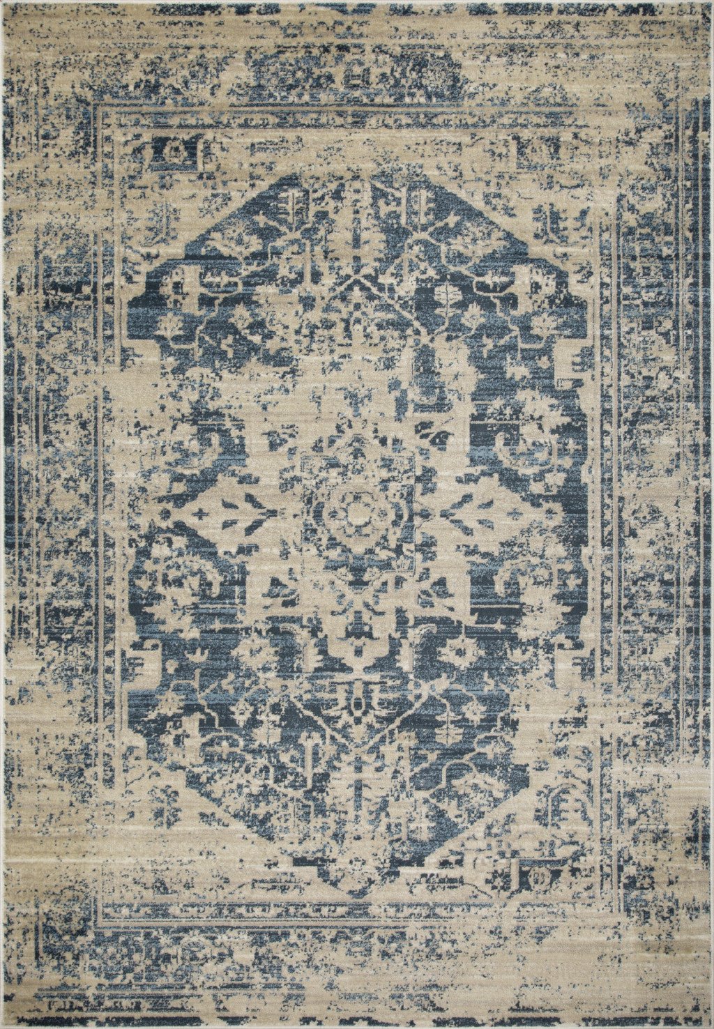 8 x 11 Ivory Oriental Area Rug Image 1