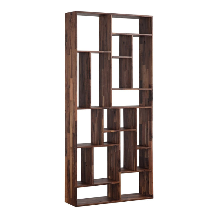 86" Natural and Brown Wood Ten Tier Bookcase Image 2