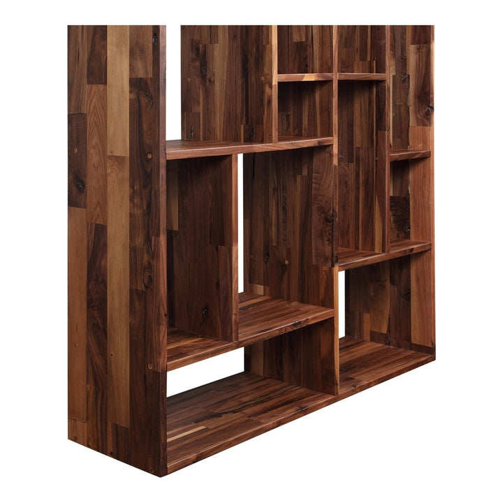 86" Natural and Brown Wood Ten Tier Bookcase Image 3