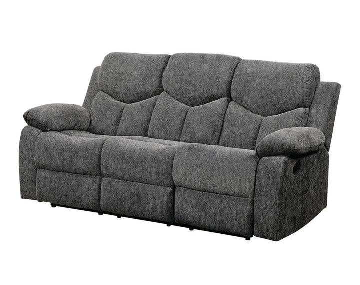 82" Gray Chenille Reclining Sofa With Black Legs Image 1