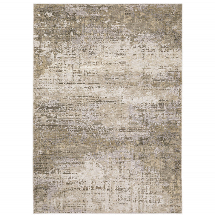 8 X 11 Beige Grey Ivory Tan And Brown Abstract Power Loom Stain Resistant Area Rug Image 1