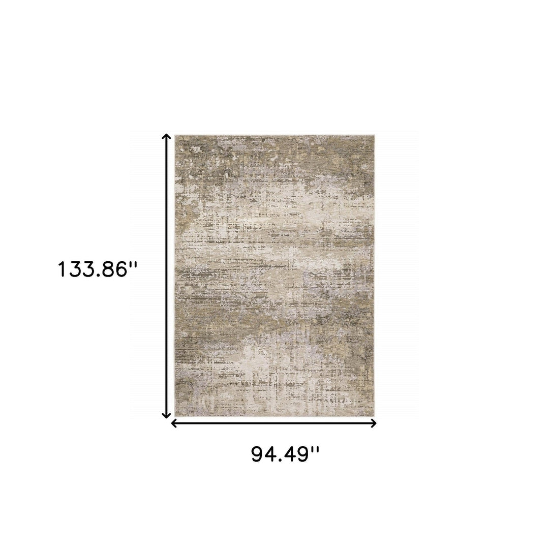 8 X 11 Beige Grey Ivory Tan And Brown Abstract Power Loom Stain Resistant Area Rug Image 11