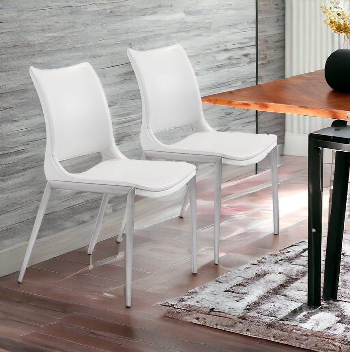 Cradle White Faux Leather Side or Dining Chairs Set of 2 Image 1