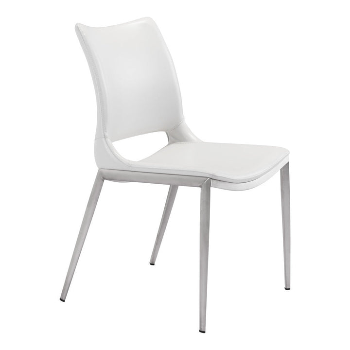 Cradle White Faux Leather Side or Dining Chairs Set of 2 Image 2