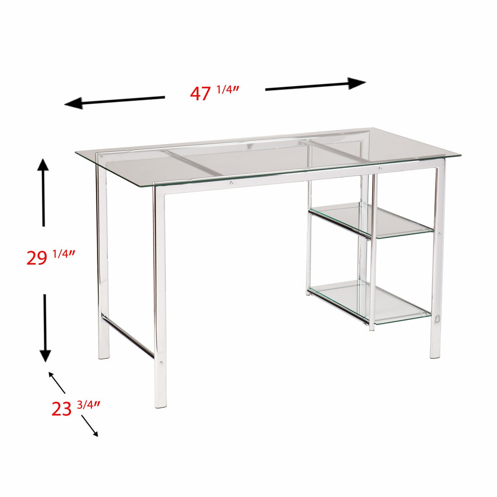 Clear and Chrome Glass Writing Desk Image 2