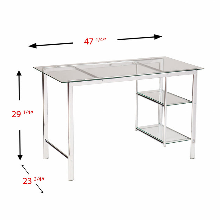 Clear and Chrome Glass Writing Desk Image 2