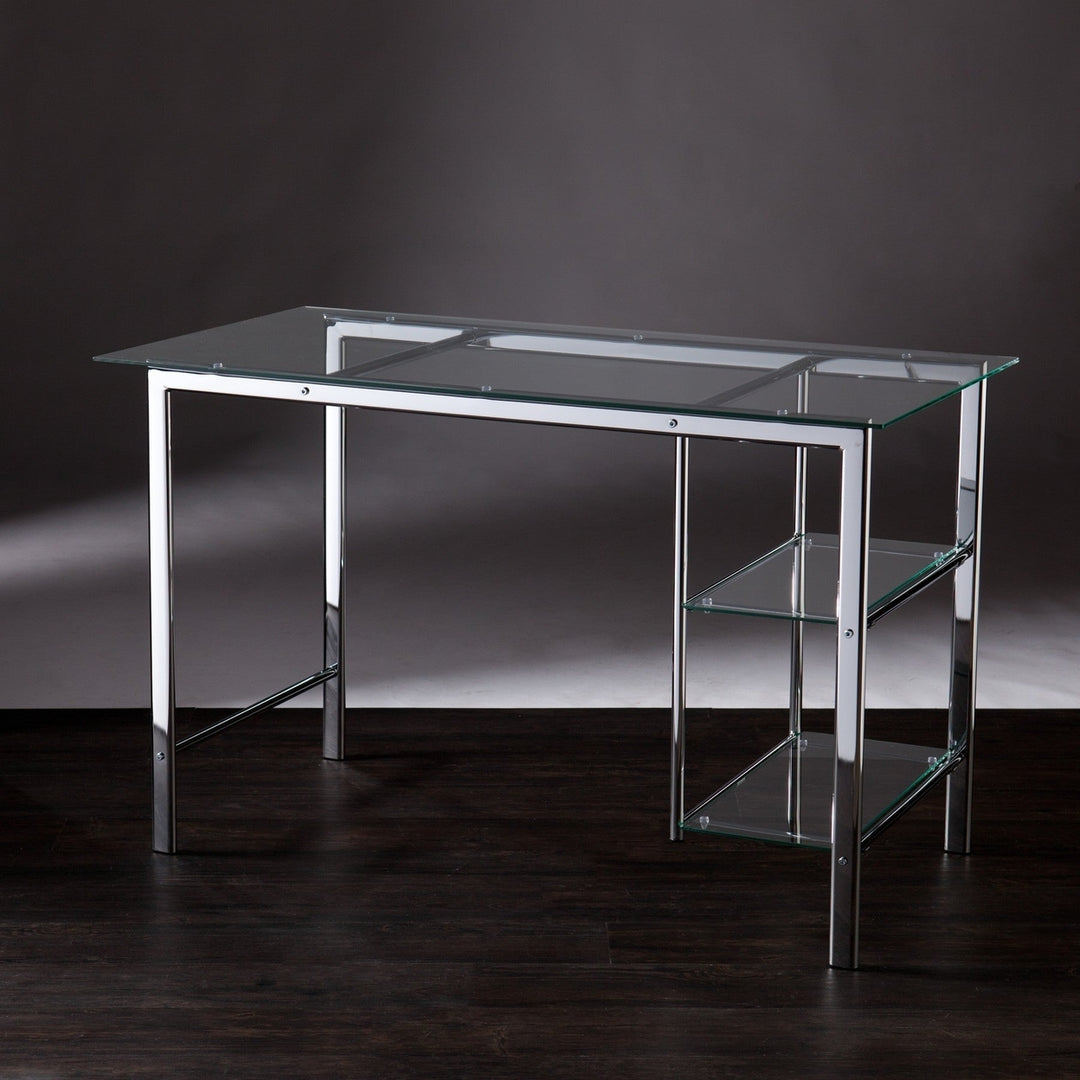 Clear and Chrome Glass Writing Desk Image 3