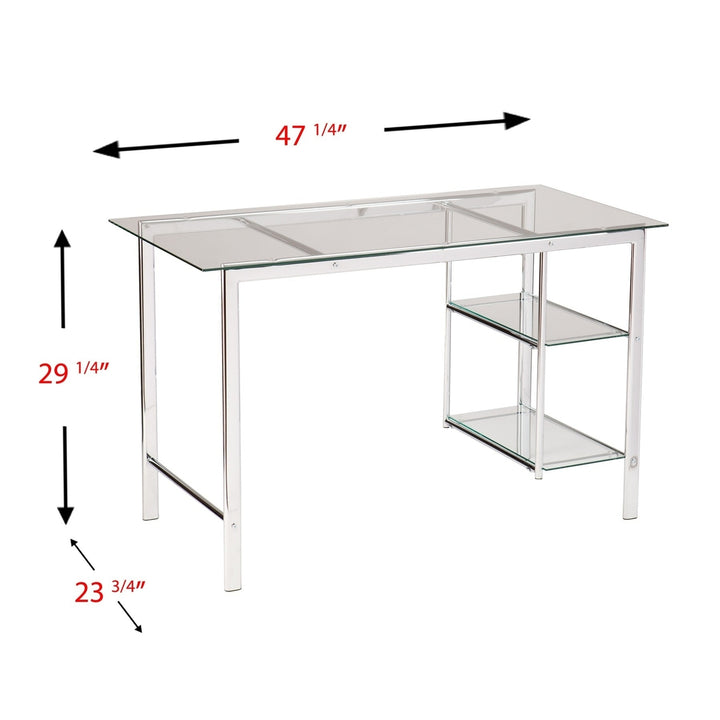 Clear and Chrome Glass Writing Desk Image 4