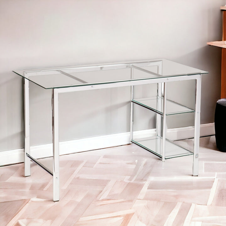 Clear and Chrome Glass Writing Desk Image 6