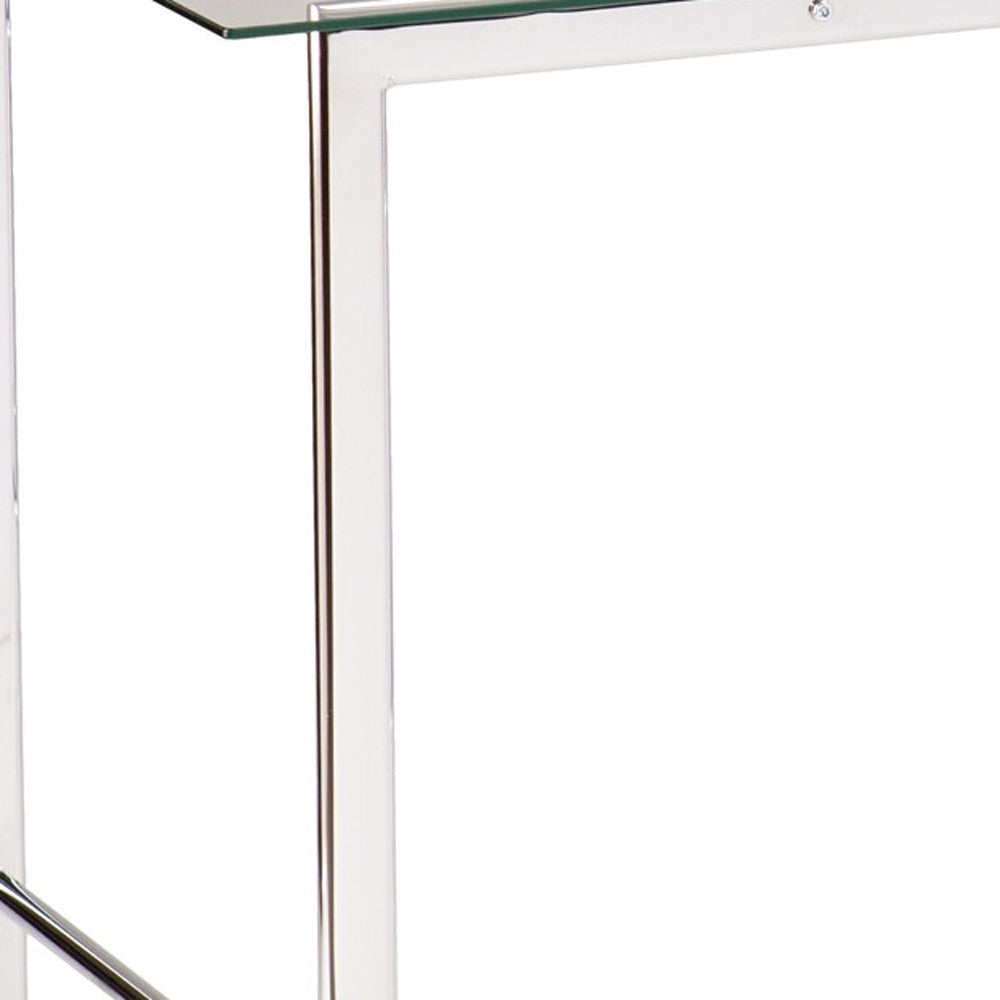 Clear and Chrome Glass Writing Desk Image 7