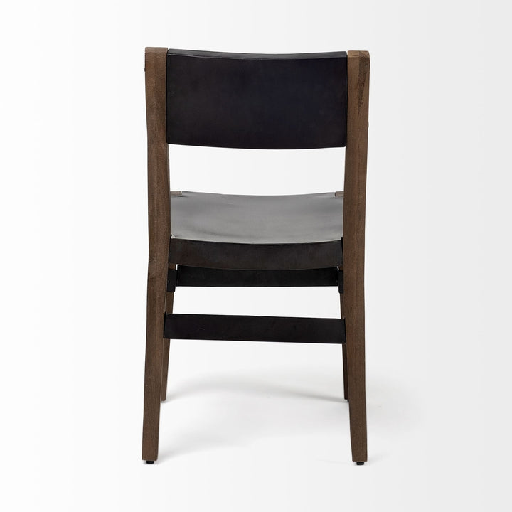 Black And Brown Metal and Wood Open Back Dining Side Chair Image 4