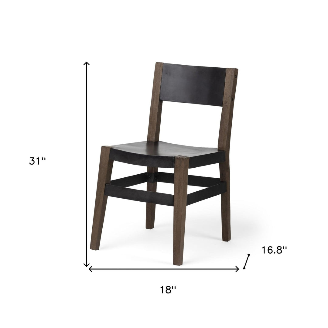 Black And Brown Metal and Wood Open Back Dining Side Chair Image 8