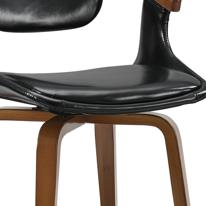 Black And Dark Brown Upholstered Faux Leather Dining Arm Chair Image 10