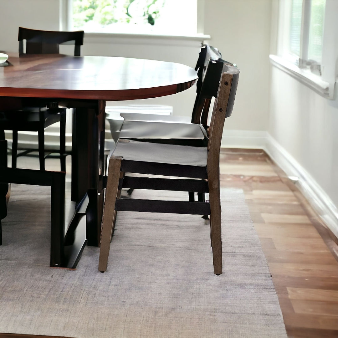 Black And Brown Metal and Wood Open Back Dining Side Chair Image 10