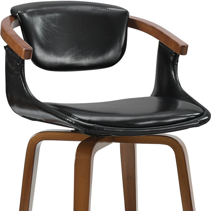 Black And Dark Brown Upholstered Faux Leather Dining Arm Chair Image 11