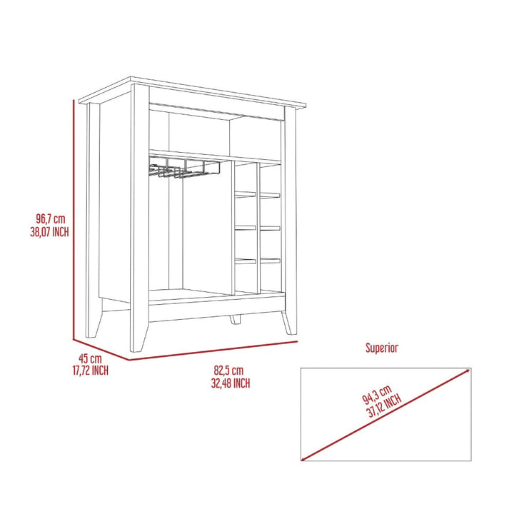 Black Bar Cart With Wine Storage Image 2