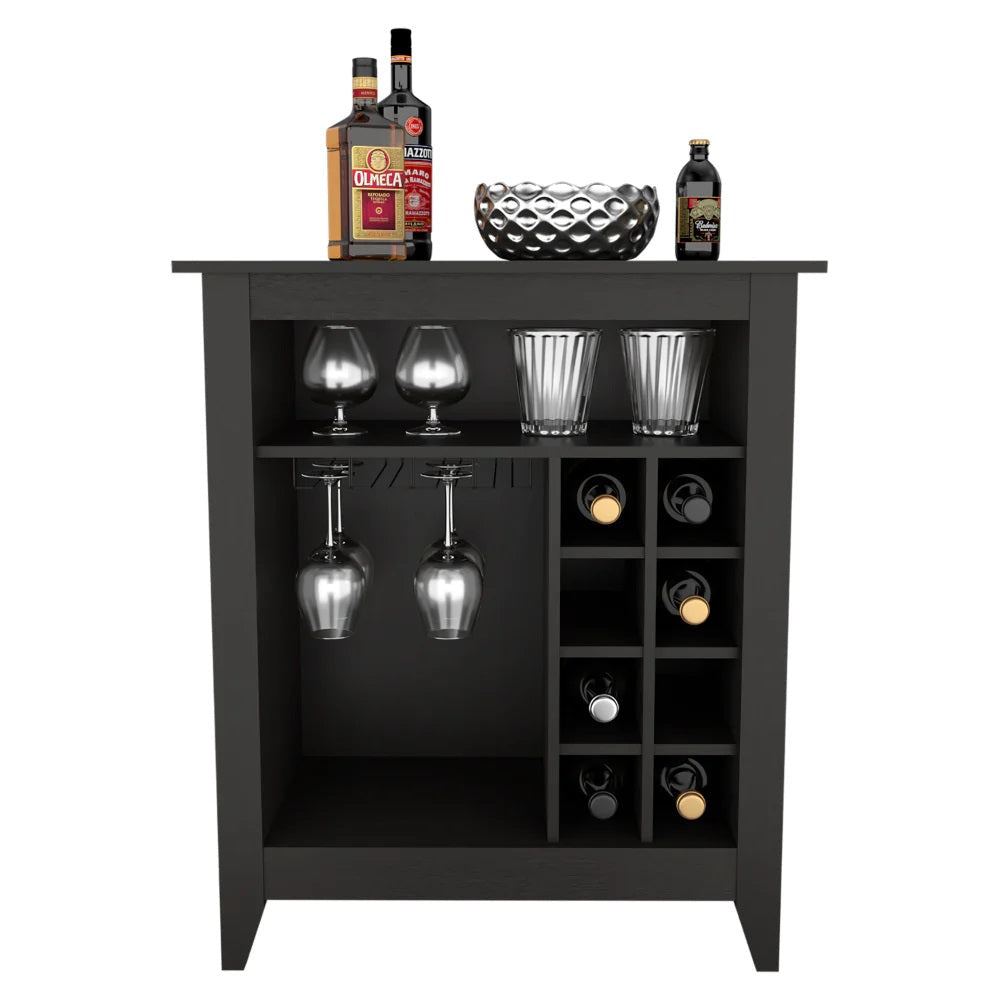 Black Bar Cart With Wine Storage Image 4