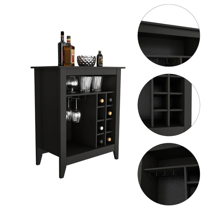 Black Bar Cart With Wine Storage Image 5