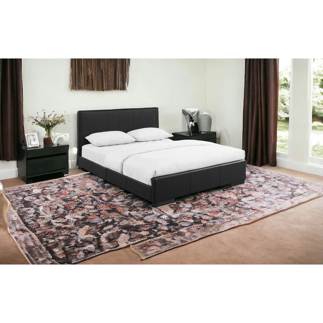 Black Upholstered Queen Platform Bed Image 3