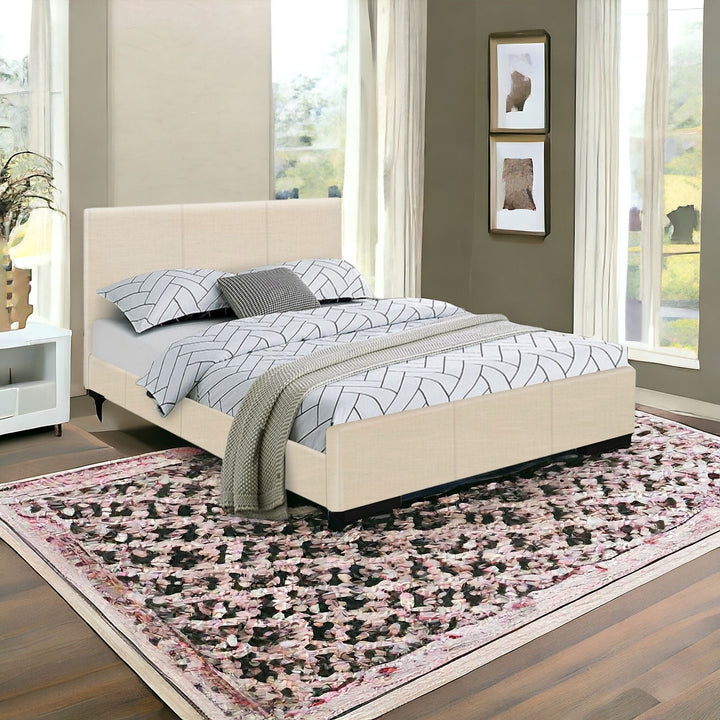 Beige Platform King Bed Image 9