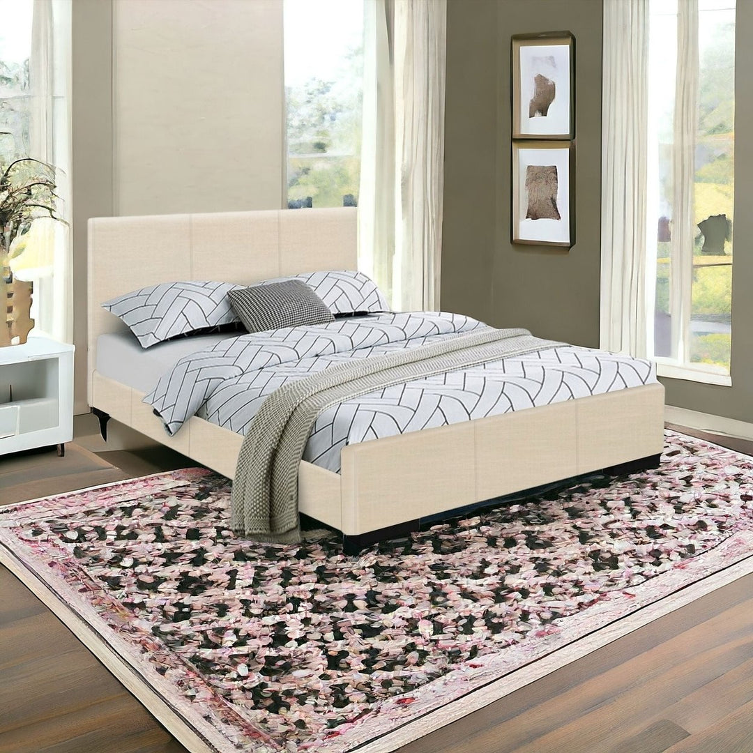 Beige Platform King Bed Image 1