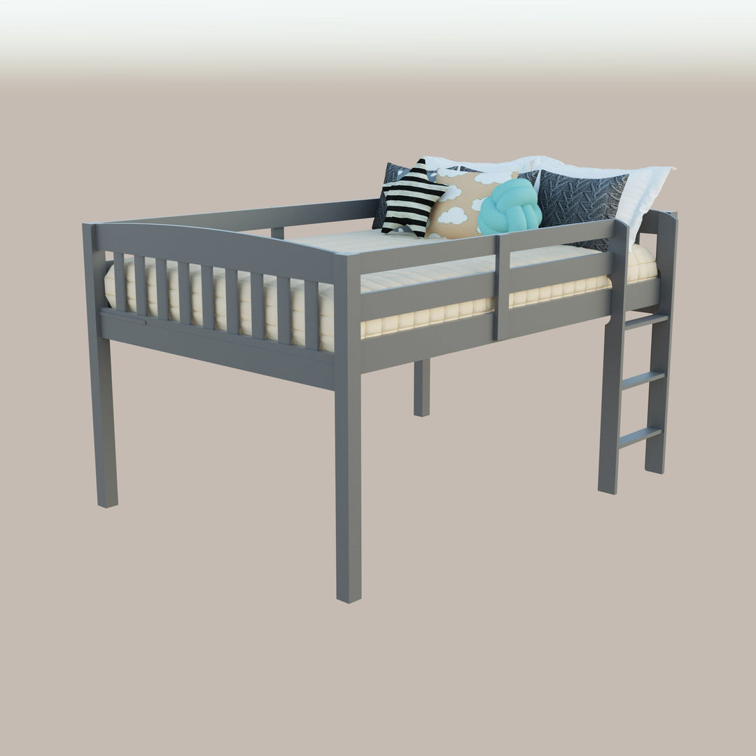 Gray Solid Wood Twin Size Low Loft Bed Image 1