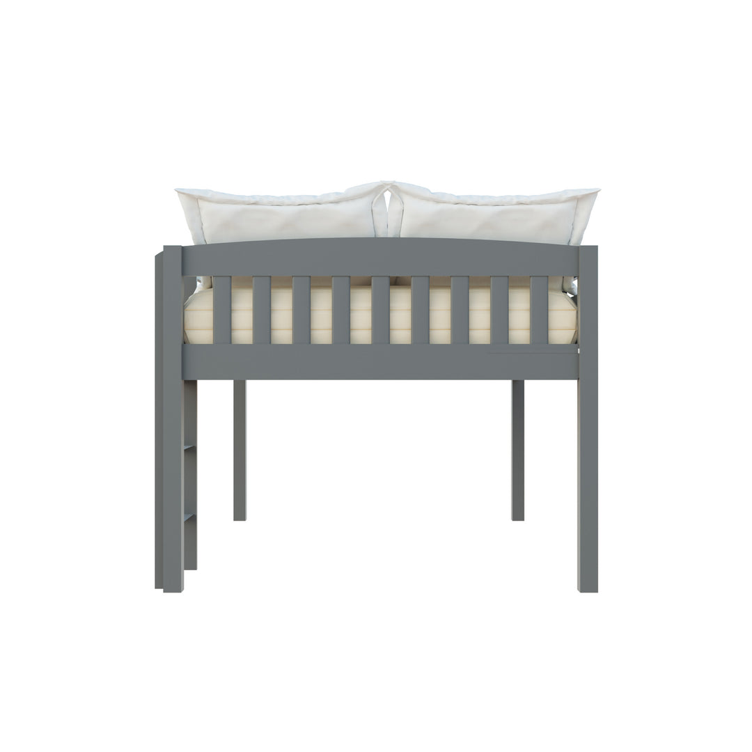 Gray Solid Wood Twin Size Low Loft Bed Image 3