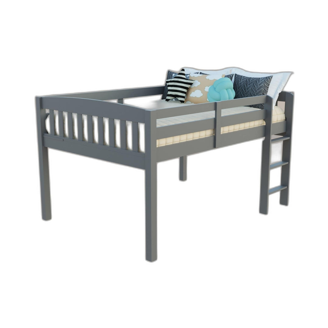 Gray Solid Wood Twin Size Low Loft Bed Image 7