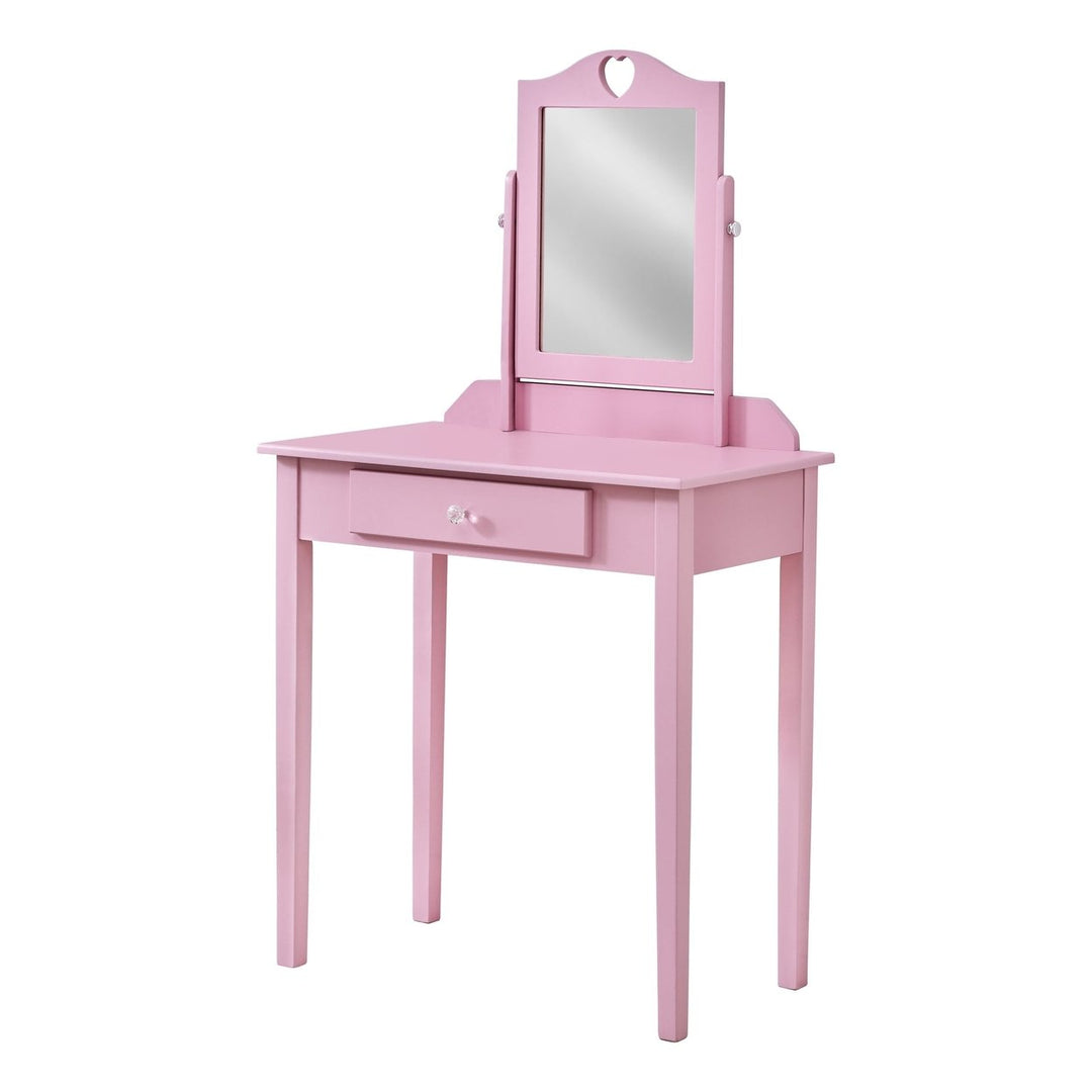 Pink Vanity Mirror And Storage Drawer Image 1