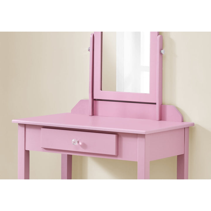 Pink Vanity Mirror And Storage Drawer Image 2