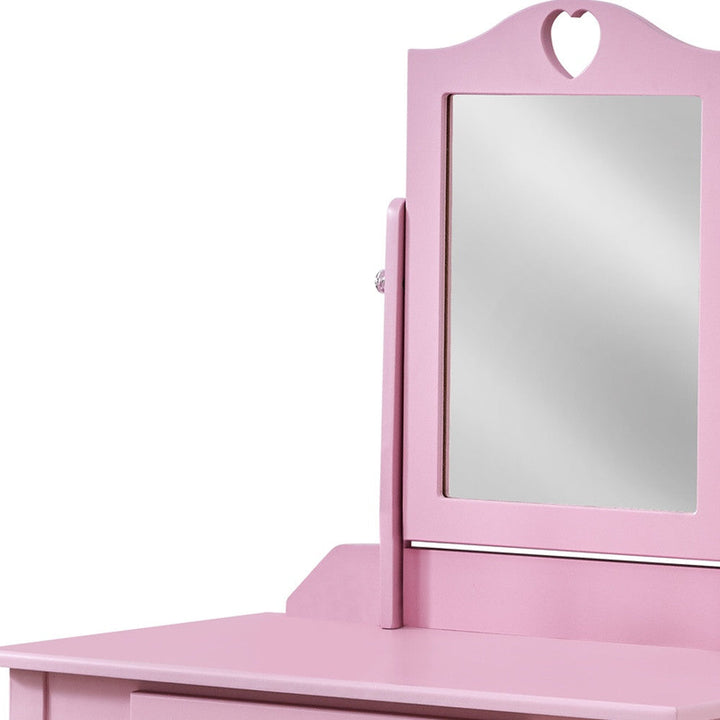 Pink Vanity Mirror And Storage Drawer Image 5