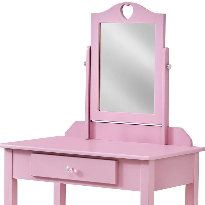 Pink Vanity Mirror And Storage Drawer Image 6