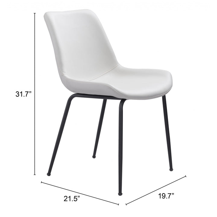 Set of Two White and Black Top Shelf Modern Rugged Dining Chairs Image 1