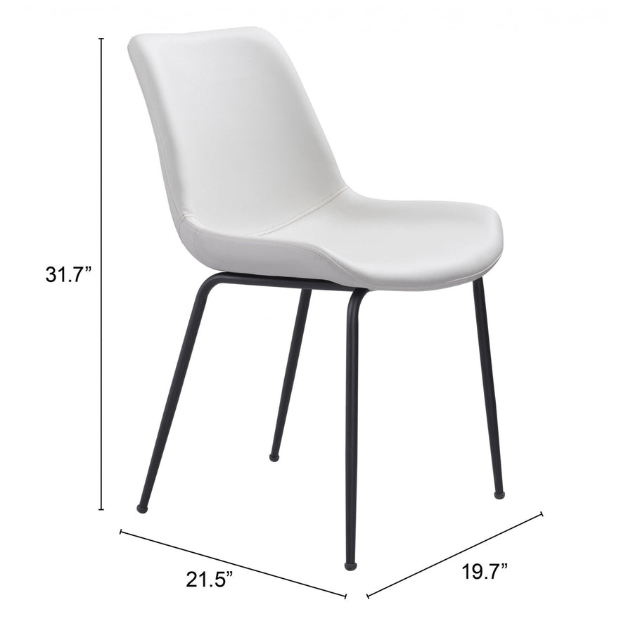 Set of Two White and Black Top Shelf Modern Rugged Dining Chairs Image 1