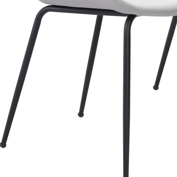 Set of Two White and Black Top Shelf Modern Rugged Dining Chairs Image 3