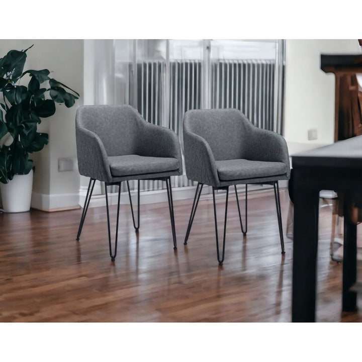 Set of Two Vintage Gray Faux Leather Dining Chairs Image 4