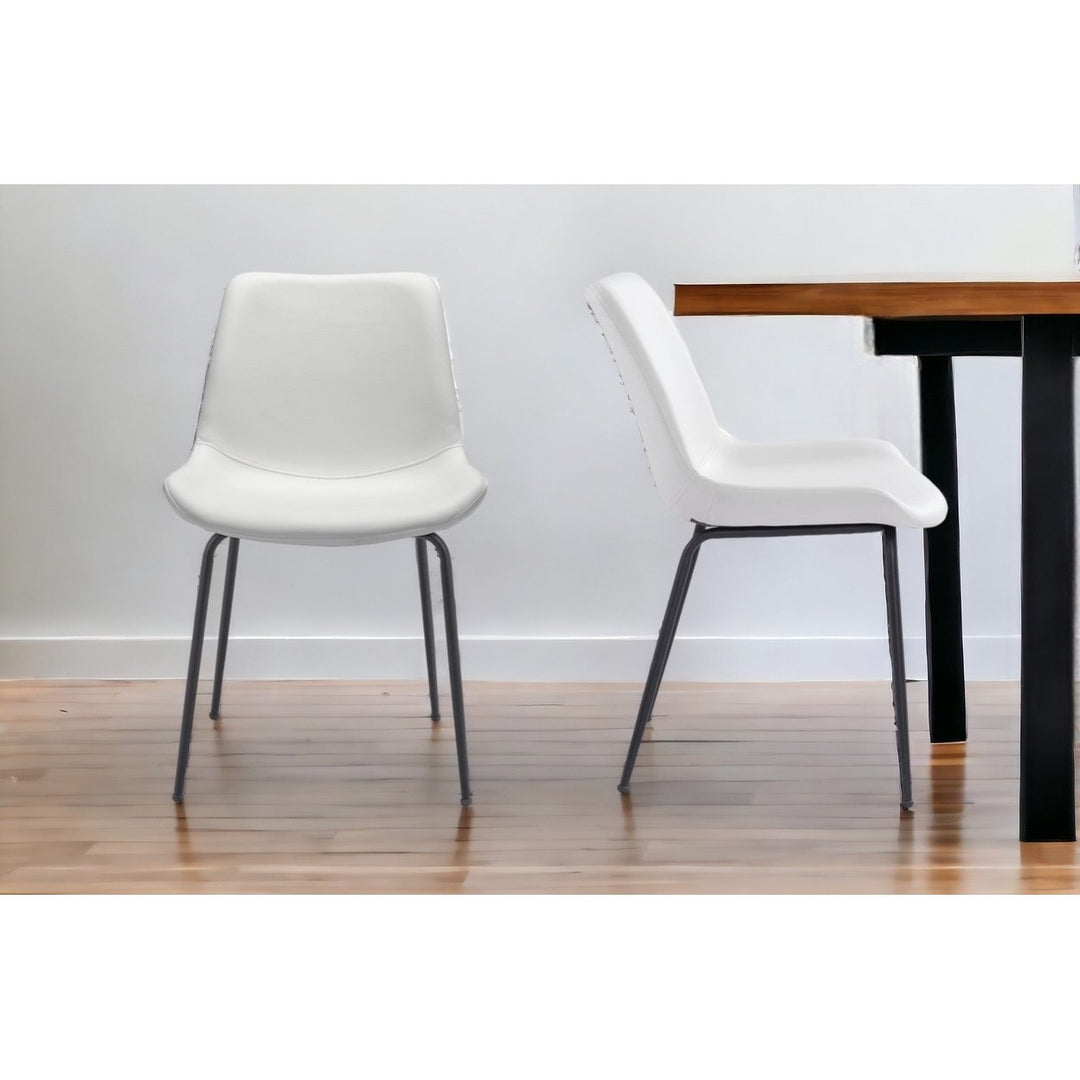 Set of Two White and Black Top Shelf Modern Rugged Dining Chairs Image 4