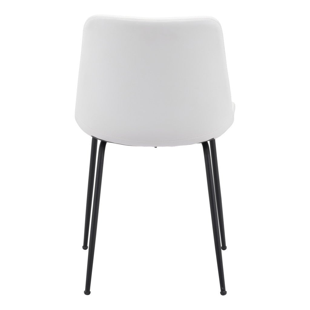 Set of Two White and Black Top Shelf Modern Rugged Dining Chairs Image 7