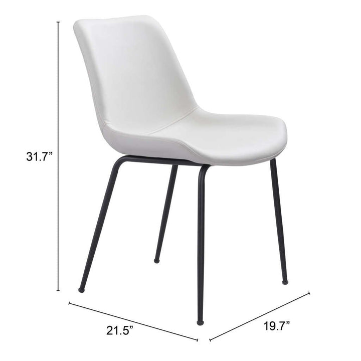 Set of Two White and Black Top Shelf Modern Rugged Dining Chairs Image 8