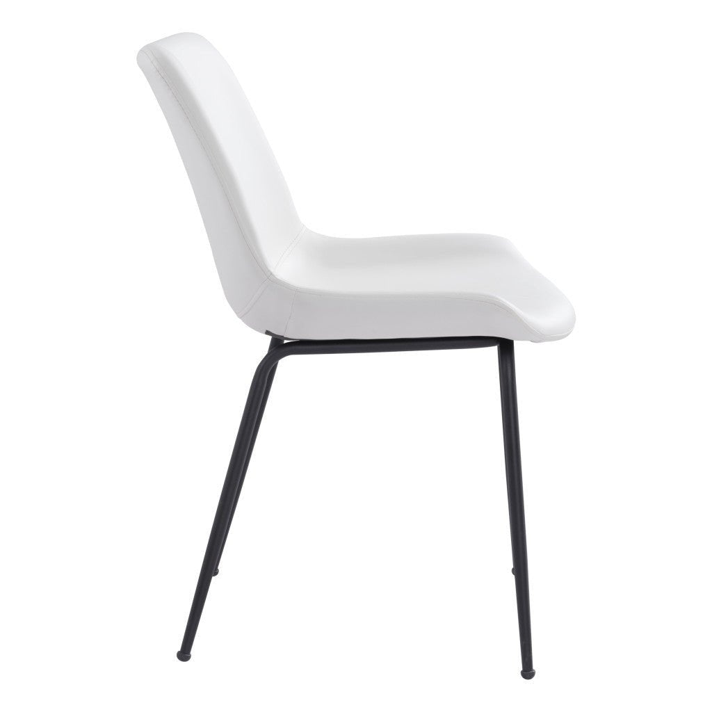 Set of Two White and Black Top Shelf Modern Rugged Dining Chairs Image 11