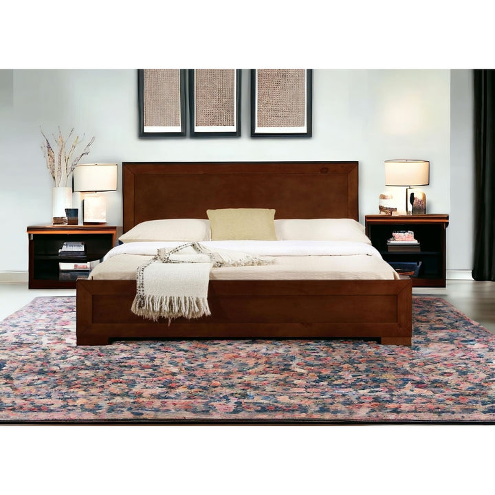 Walnut Wood Queen Platform Bed Image 10