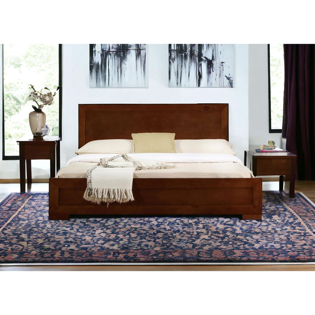 Walnut Wood Queen Platform Bed Image 11