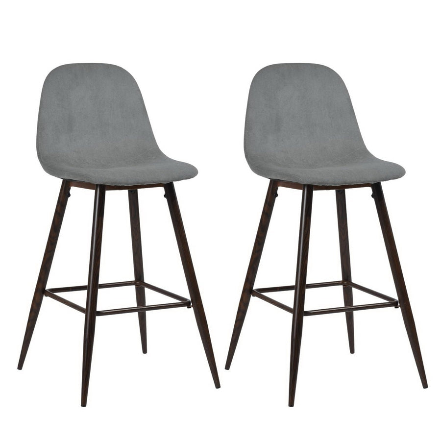 Set of Two 26" Gray And Gold Steel Counter Height Bar Chairs Image 1